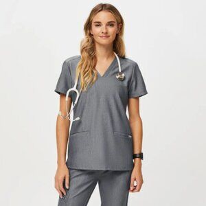 NEW FIGS TECHNICAL COLLECTION GRAY SCRUBS UNIFORM NURSE RN LVN PROFESSIONAL XXS